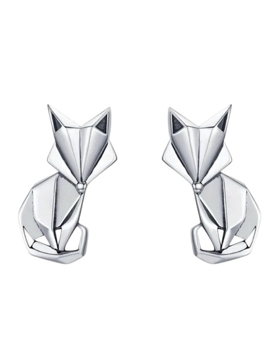 Whimsy_and_Rose Jewelry - Sterling Silver Abstract Fox Stud Earrings